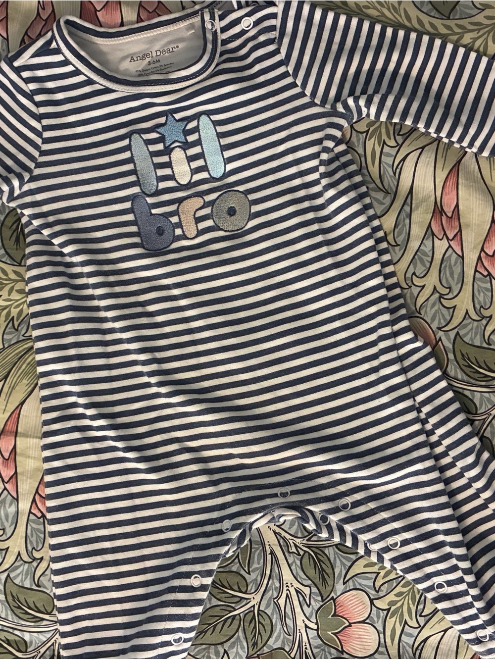 Angel Dear Navy & White Striped Onesie - Lil Bro Design